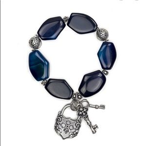 Patricia Nash Blue Agate Lock & Key Bracelet